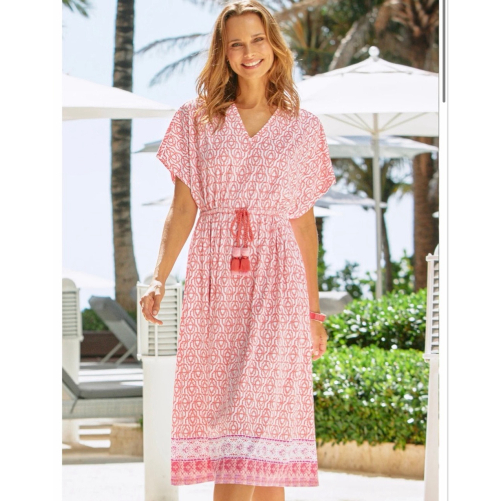 Cabana Life Napa Coverluxe Tie Waist Maxi Dress Size S/M NEW with tags